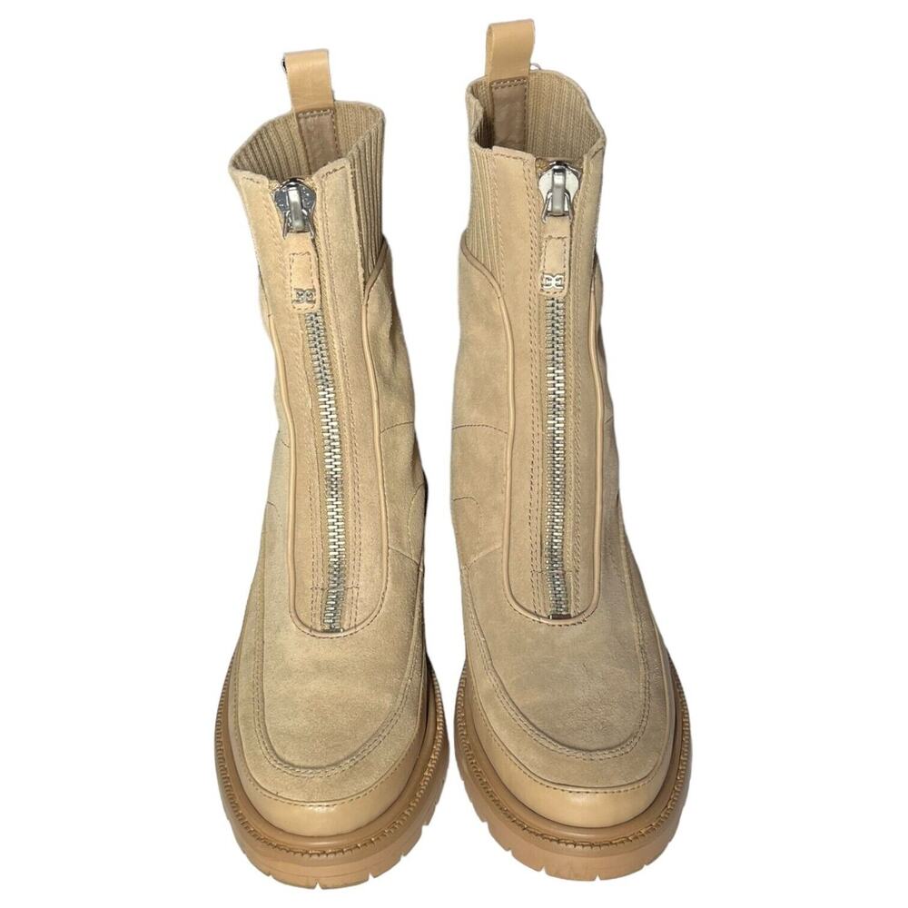 Sam Edelman Boots Womens 8 Leone Leather Chunky Mid Calf Combat Shoes Tan - Picture 16 of 16